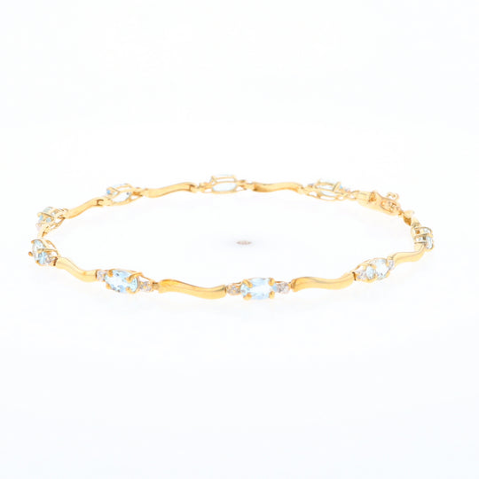 Aquamarine and Diamond Tennis Bracelet