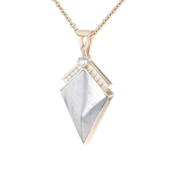 Meteorite Kite Shape Inlaid Pendant with 0.19ctw Diamonds
