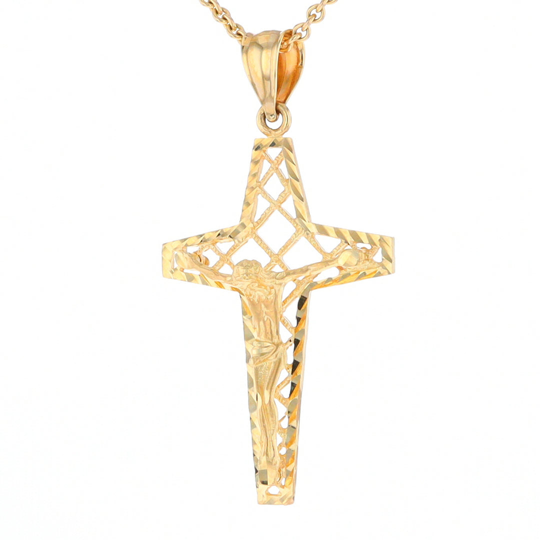 Gold Mesh Crucifix Pendant