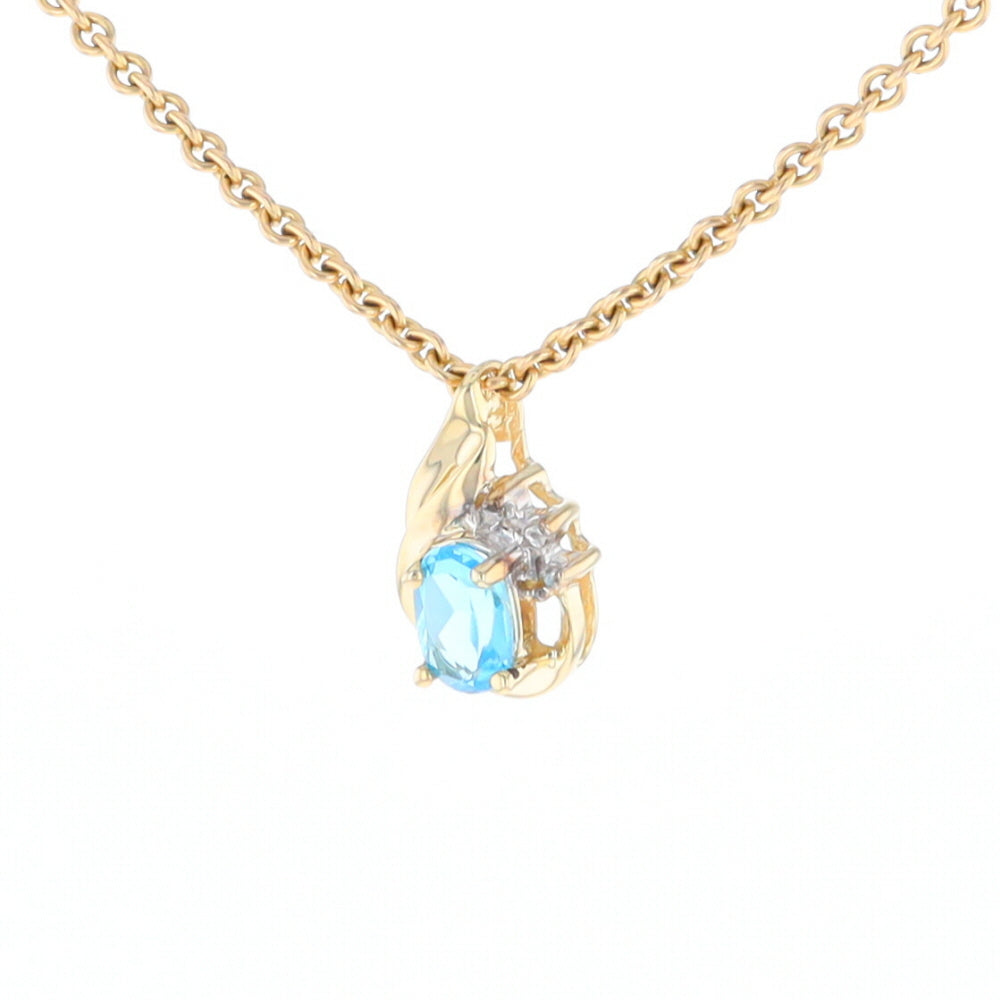 Pear Blue Topaz Diamond Pendant