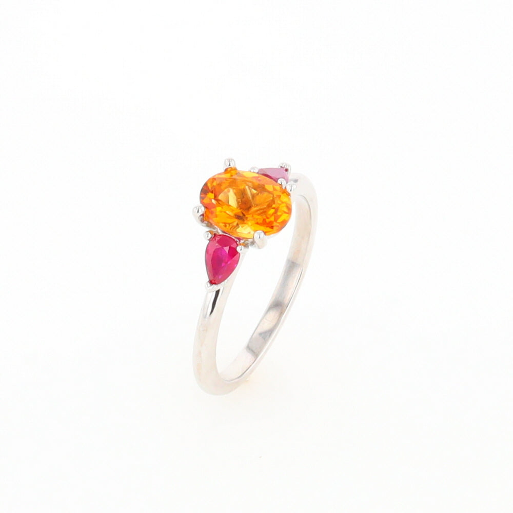 Fall Season Citrine and Ruby Ring