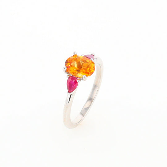 Fall Season Citrine and Ruby Ring