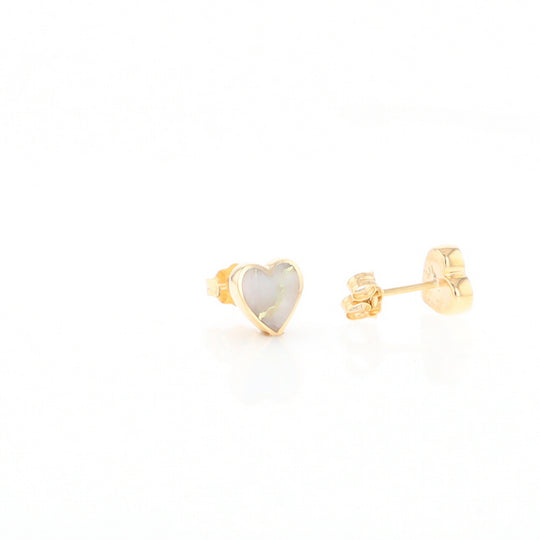 Gold Quartz Heart Stud Earrings - G2