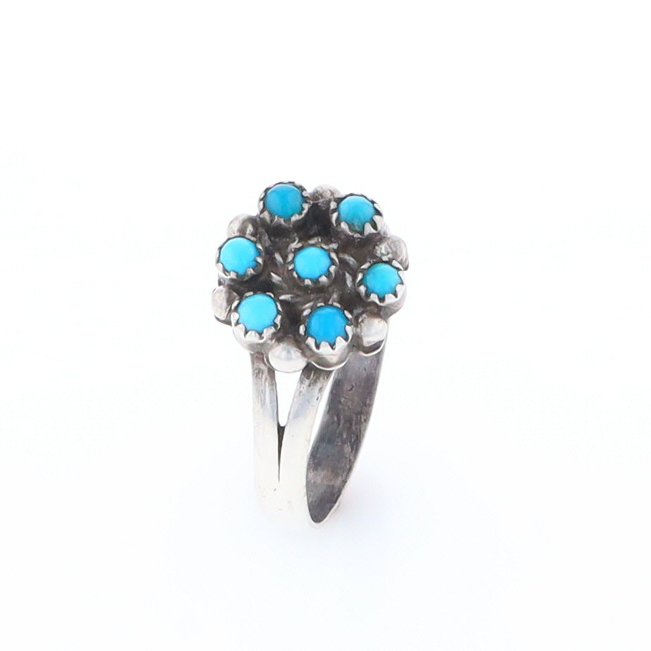 Round Turquoise Cluster Ring