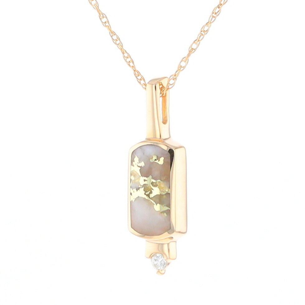 Gold Quartz Pendant with 0.04ctw Diamond Accent