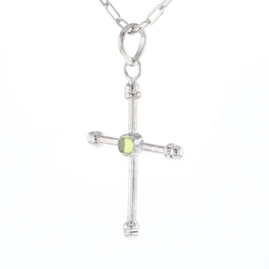 Silver Peridot Cross
