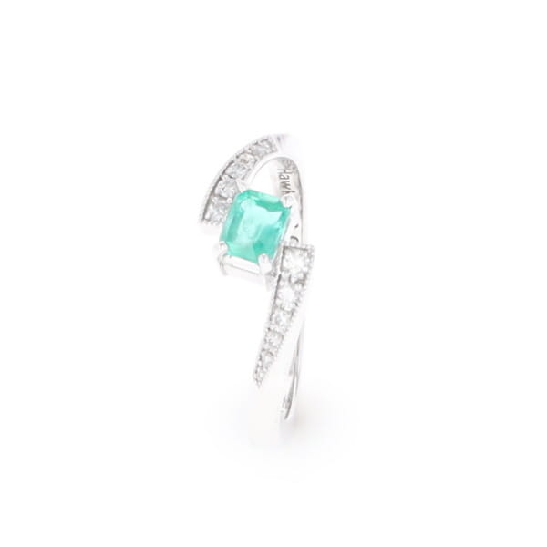 Emerald Twist Ring with Diamond Accents