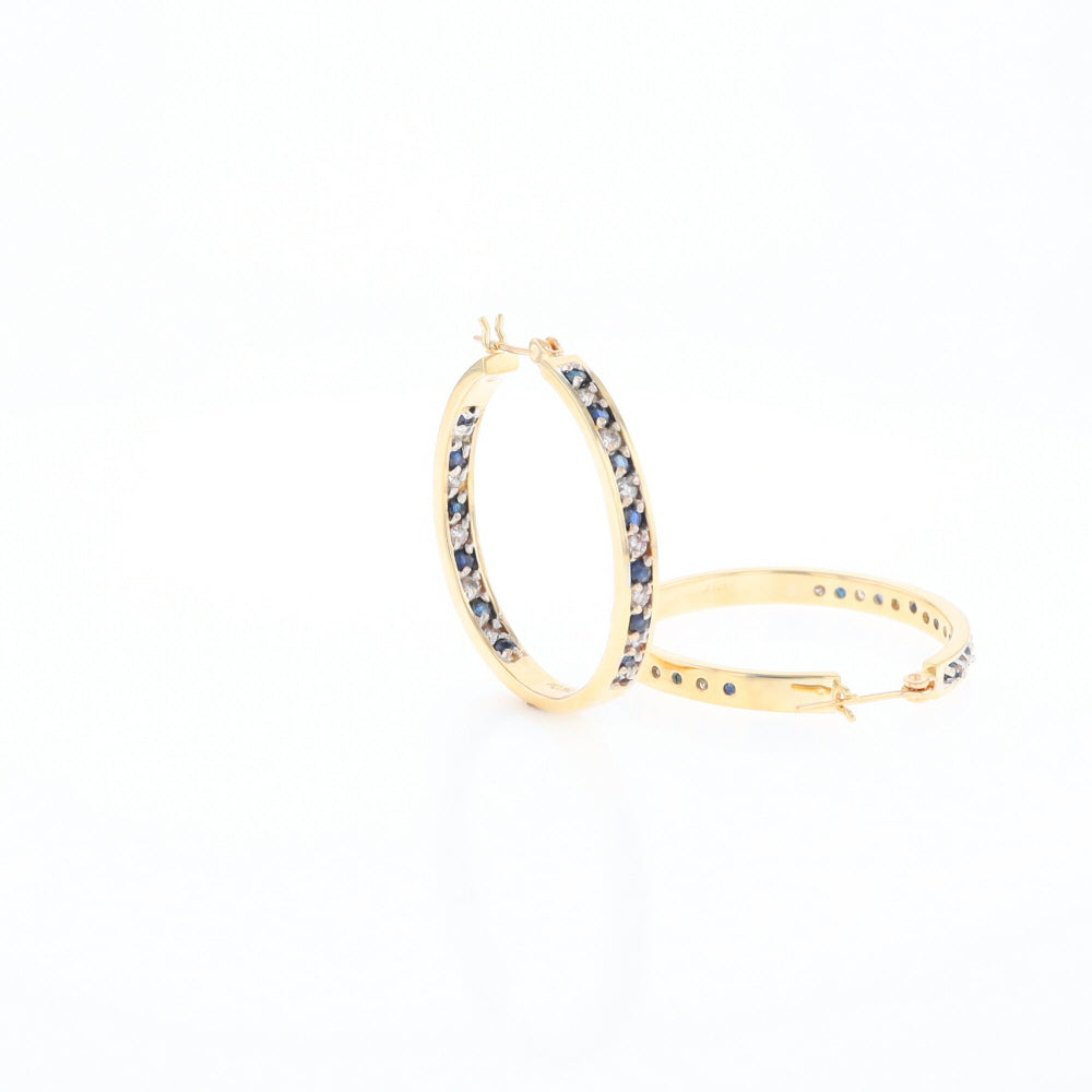 Sapphire & Diamond Hoop Earrings