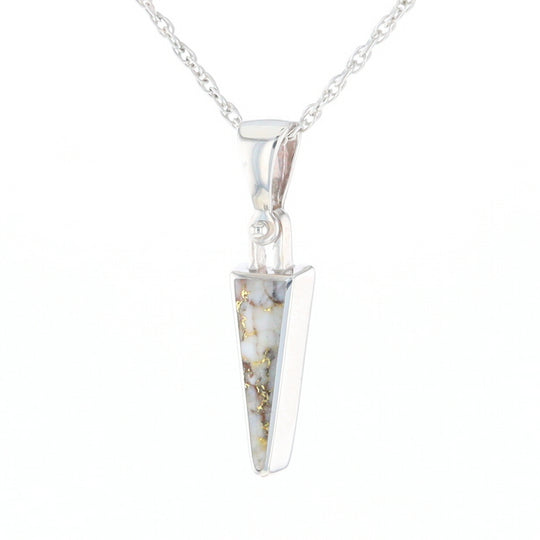 Gold Quartz Upside Down Triangle Pendant