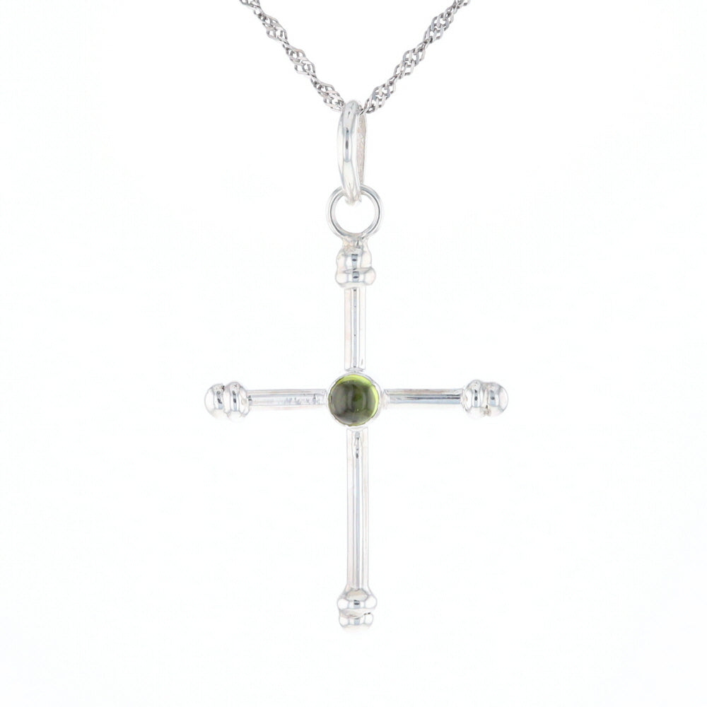 Silver Peridot Cross