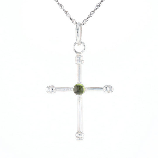 Silver Peridot Cross