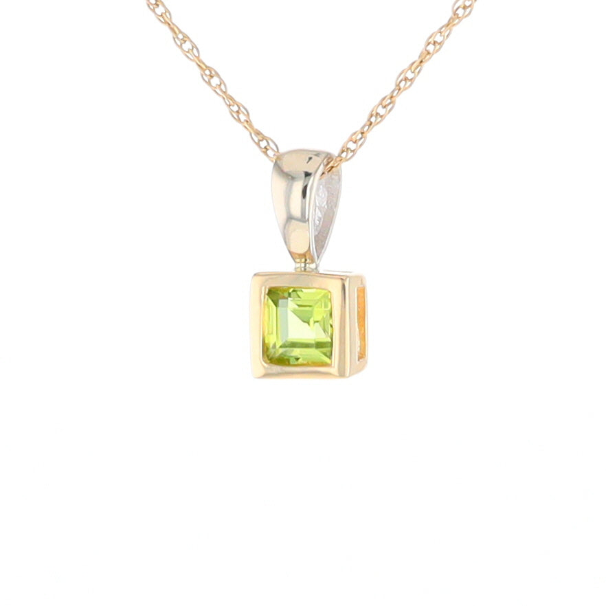 Two-Tone Bezel Peridot Pendant