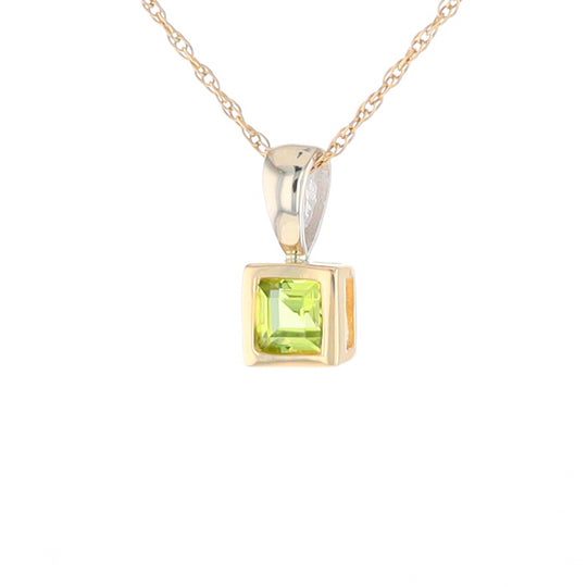 Two-Tone Bezel Peridot Pendant