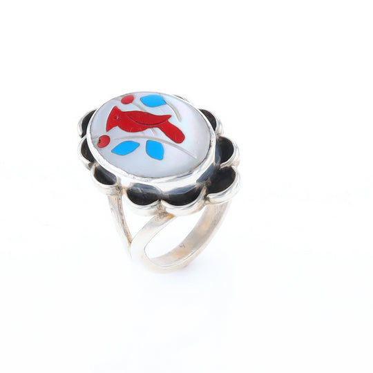 Inlaid Cardinal Portrait Ring