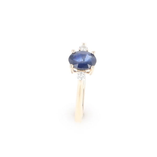 Oval Sapphire Ring With 2 Accent Diamonds