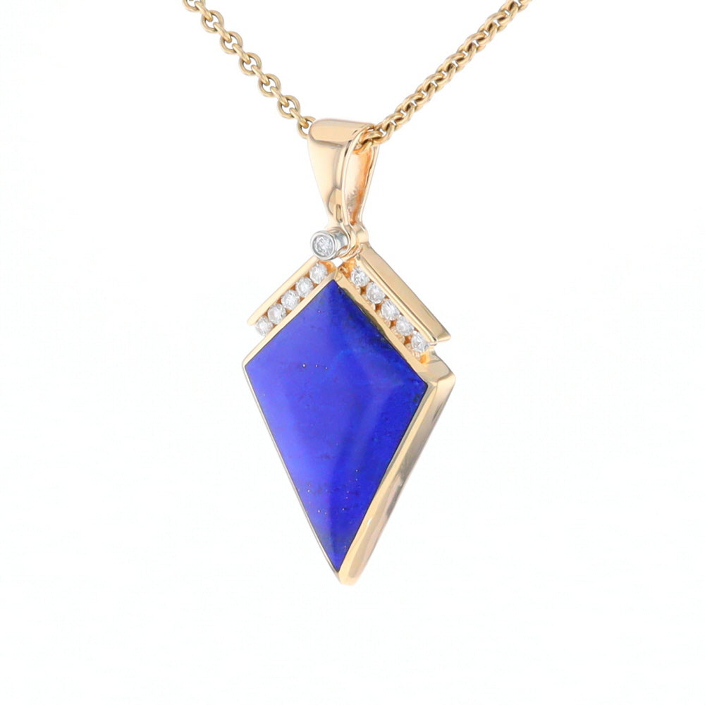 Lapis Kit Shaped Inlaid Pendant with 0.19ctw Diamonds