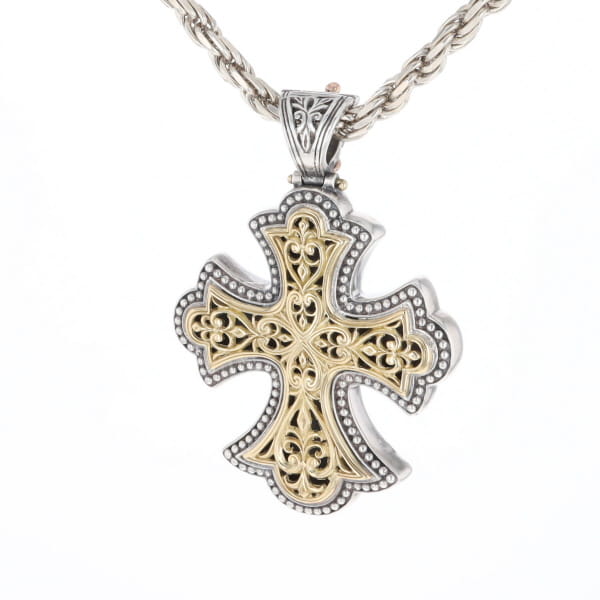 Sterling and 18K Gold Konstantino Cross Pendant