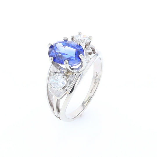 Oval Sapphire Ring with Diamond Side Accents