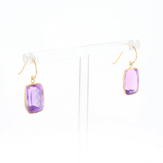 Solitaire Amethyst Dangle Earrings