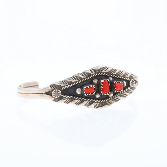 Sterling Silver Coral Cuff Bracelet