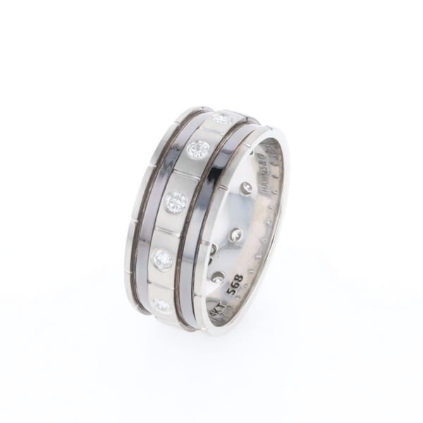 Contemporary Men's Comfort Fit Wedding Band With Diamonds