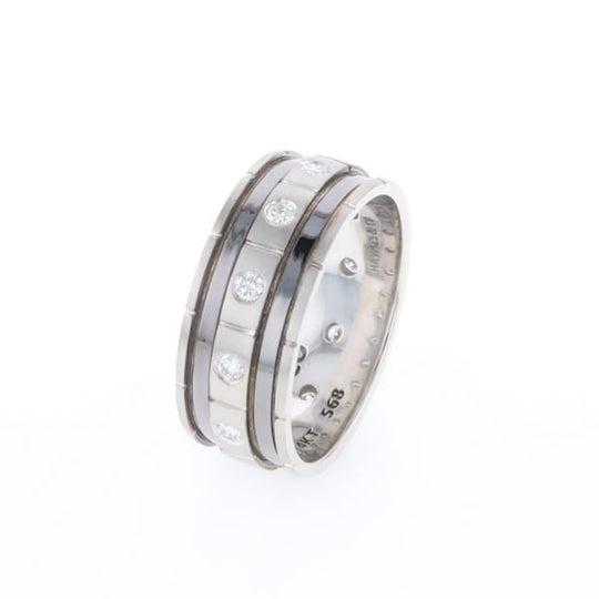 Contemporary Men's Comfort Fit Wedding Band With Diamonds