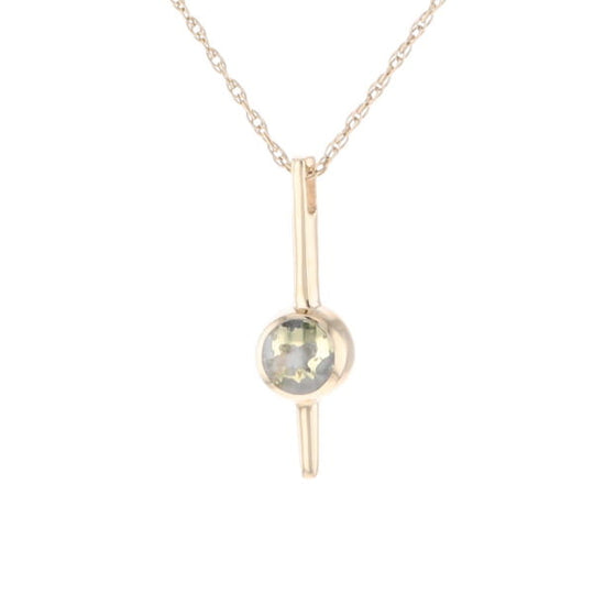 Gold Quartz Necklace Bar Design Round Fine Quality Inlaid Pendant