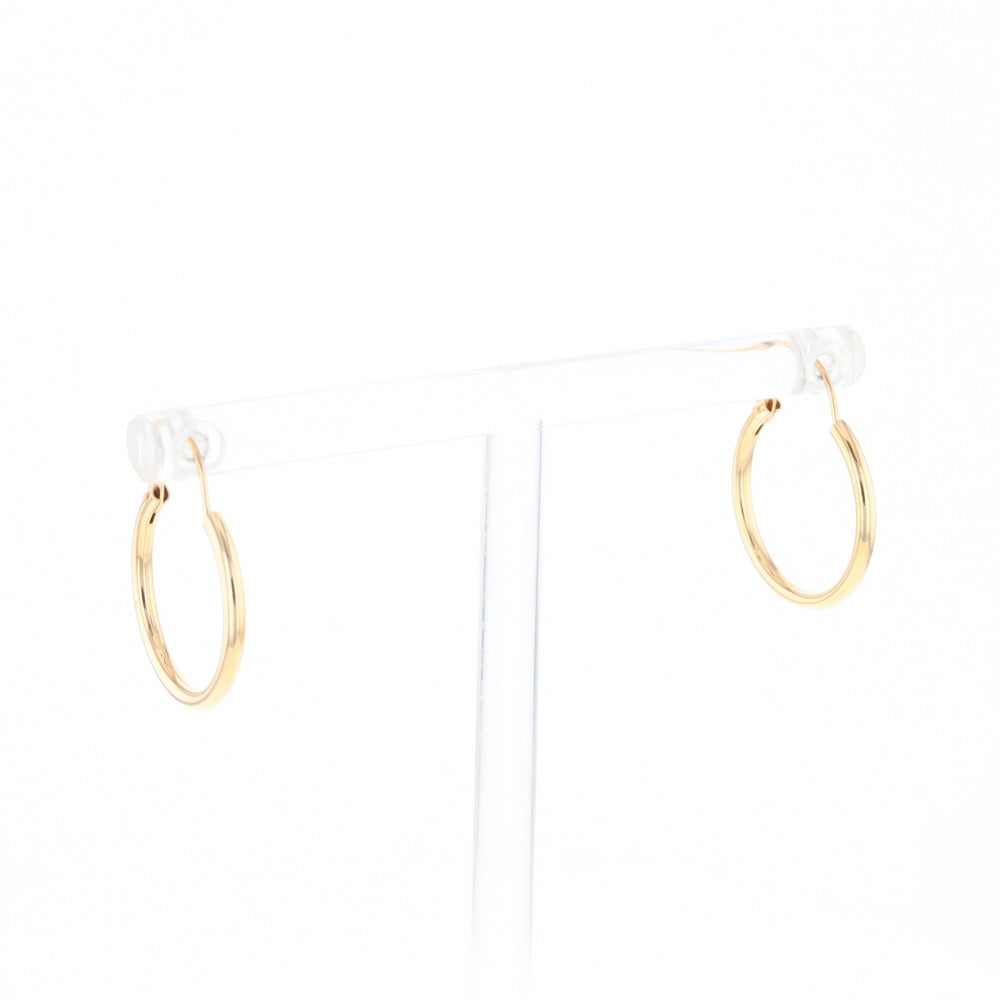 Gold Hollow Tube Hoop Earrings