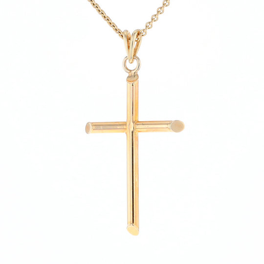 Beveled Edge Tube Cross Pendant