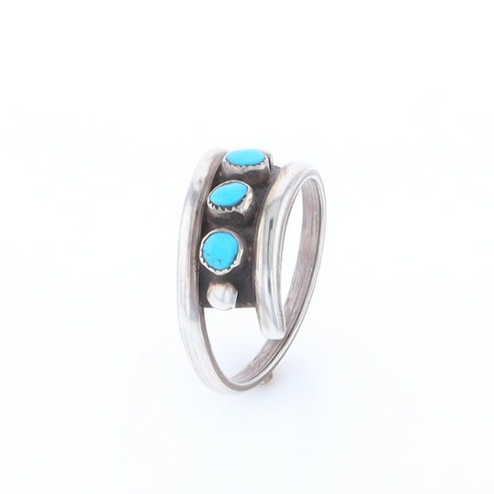 Round Turquoise Row Bypass Ring