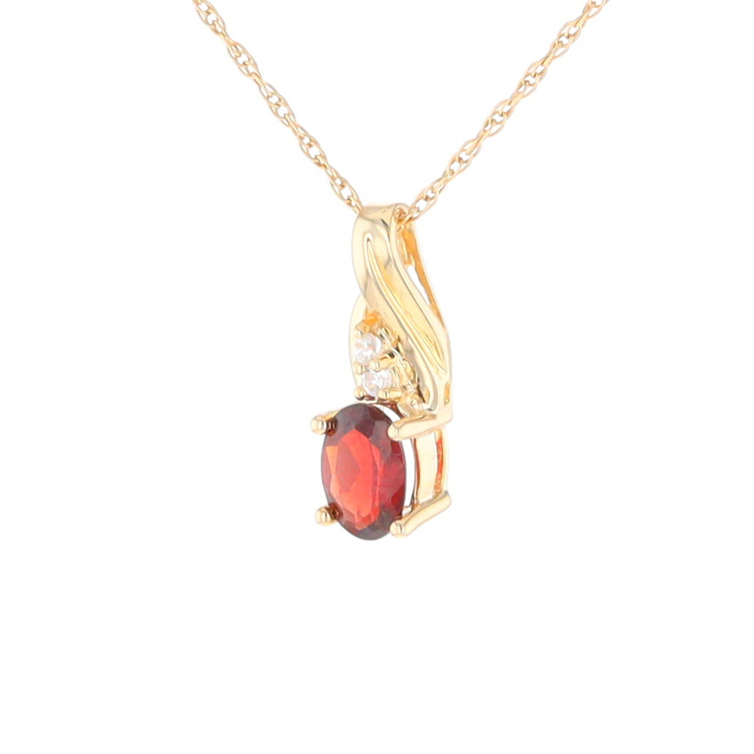 Oval Garnet Pendant with Cubic Zirconia Accents