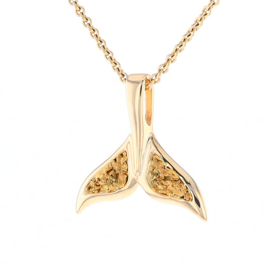 Whale Tail Natural Nuggets Double Inlaid Sea Life Pendant