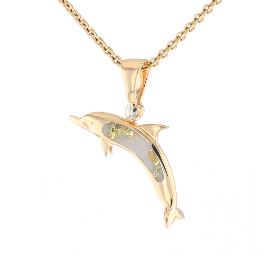 Gold Quartz Dolphin Pendant - G2