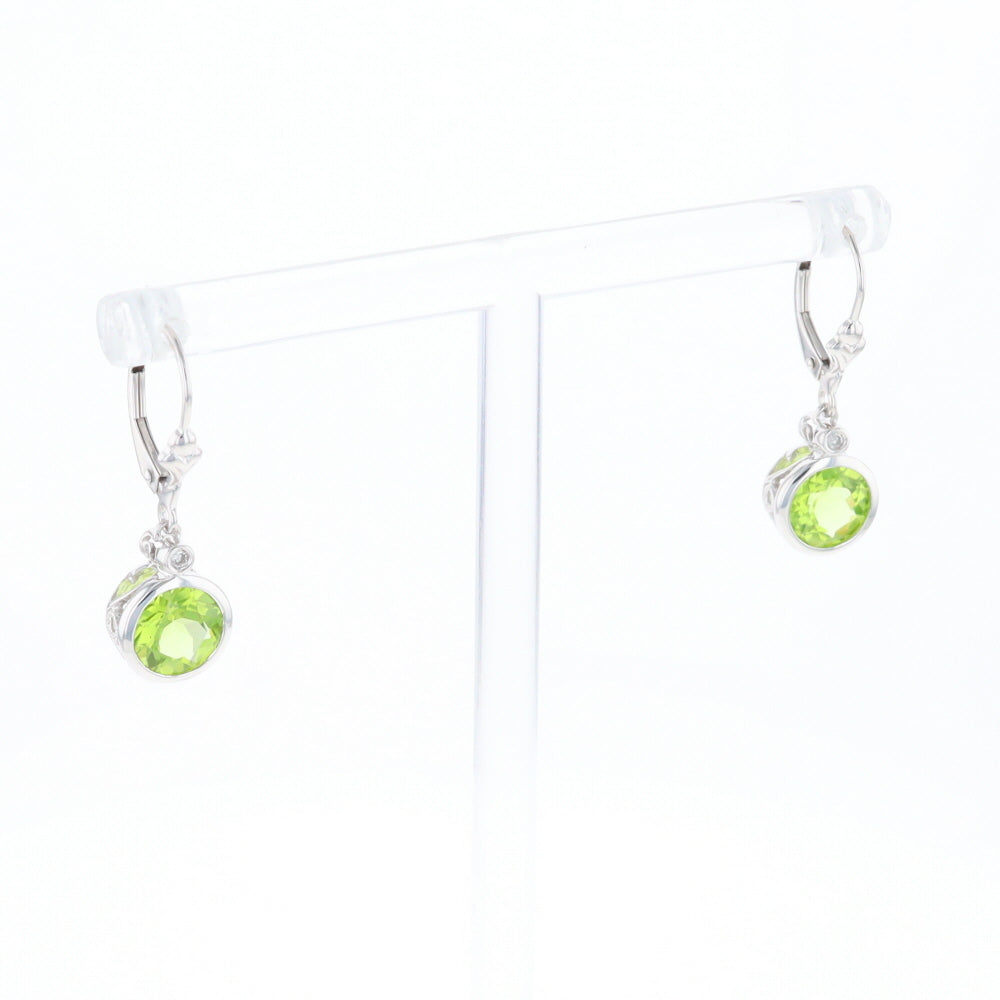 Peridot Dangle Earrings with Diamond Accents