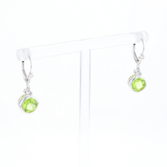 Peridot Dangle Earrings with Diamond Accents