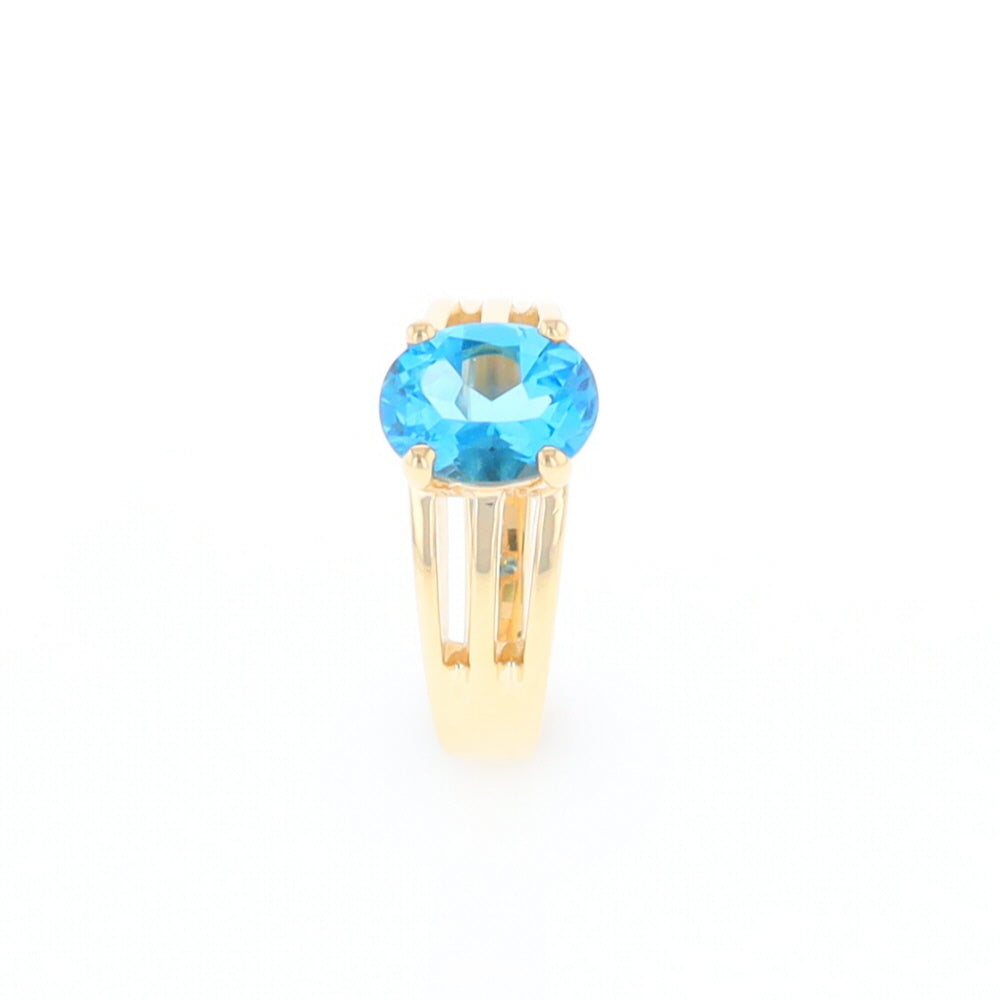 Split Shank Oval Blue Topaz Ring