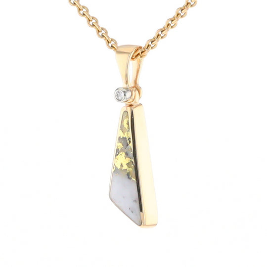 Triangular Gold Quartz Pendant - G2