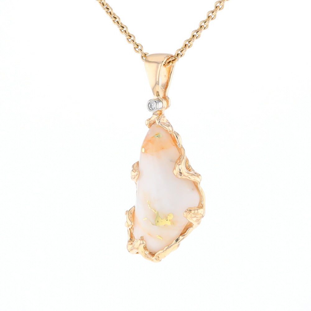 Gold Quartz Freeform Pendant