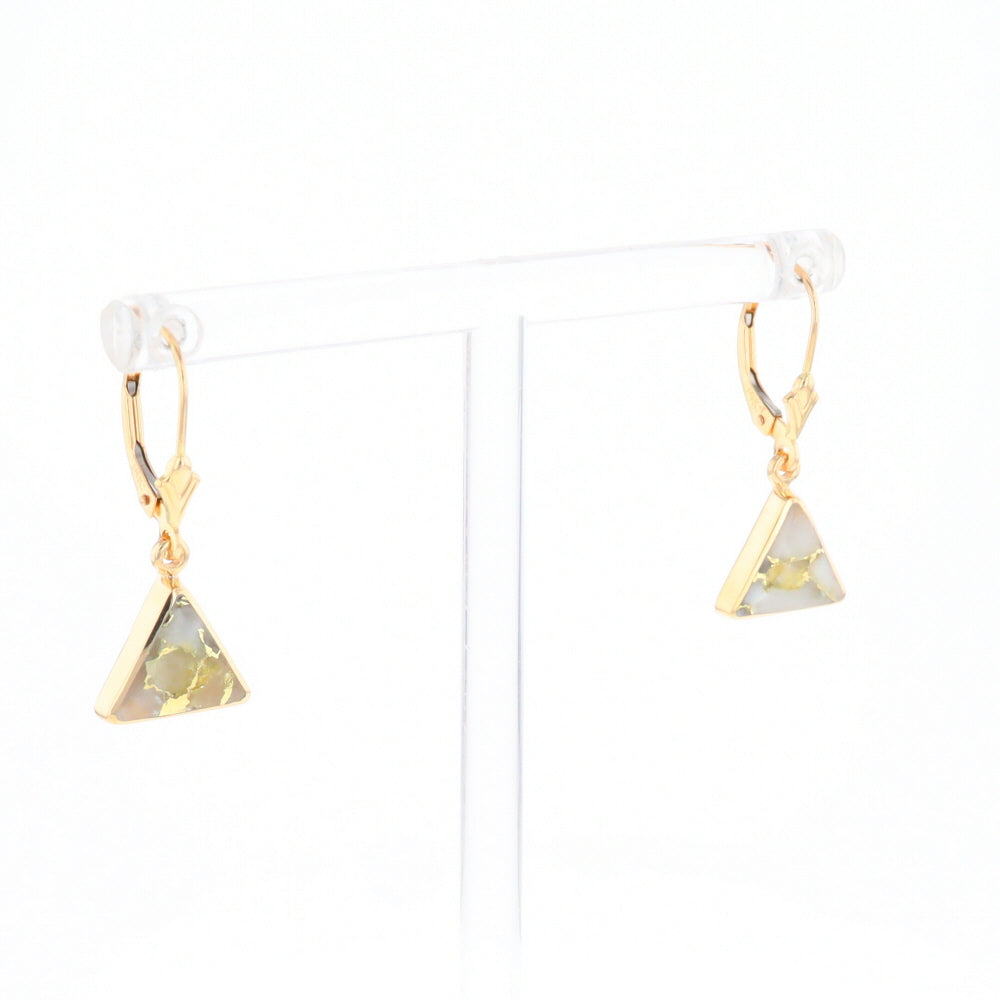 Gold Quartz Triangle Inlaid Earrings - G2