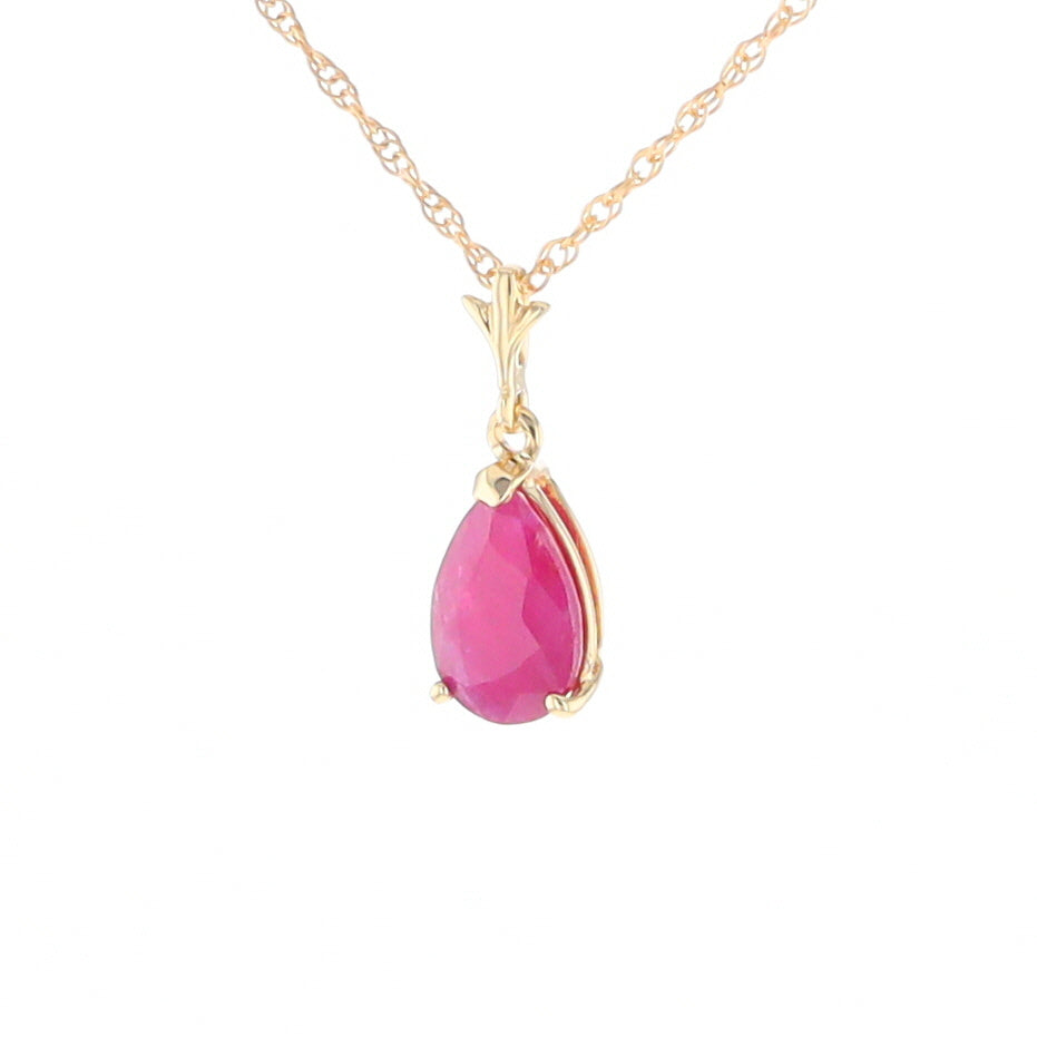 Pear Ruby Solitaire Necklace