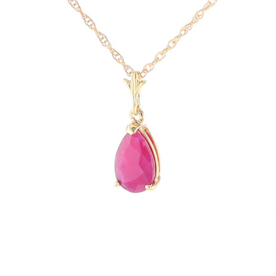 Pear Ruby Solitaire Necklace