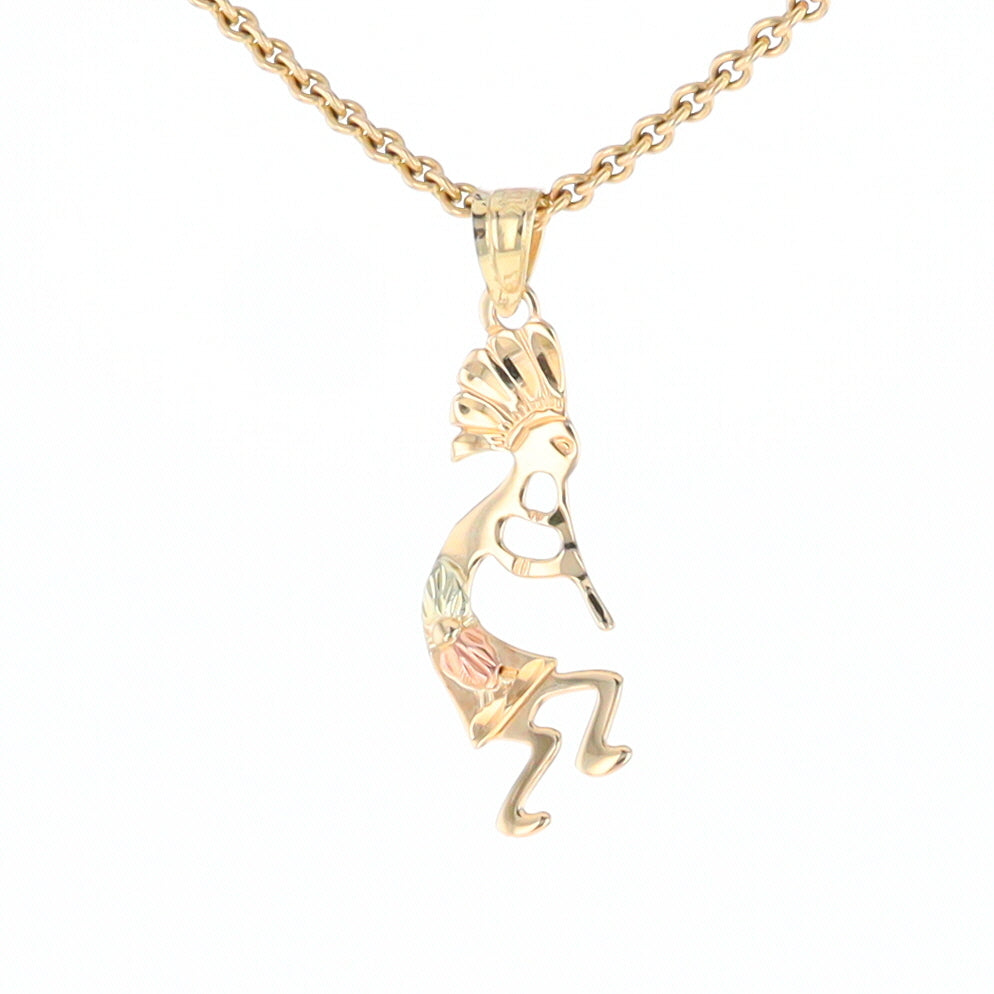 Black Hills Gold Yellow & Rose Gold Kokopelli Pendant