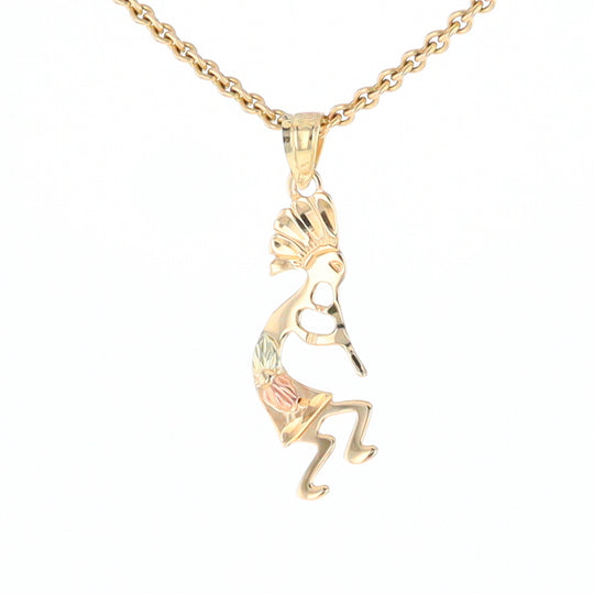 Black Hills Gold Yellow & Rose Gold Kokopelli Pendant