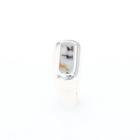 Sterling Silver Gold Quartz Inlaid Rectangular Ring - G3