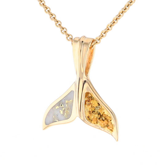 Whale Tail Necklaces Natural Gold Quartz and Nuggets Inlaid Pendant