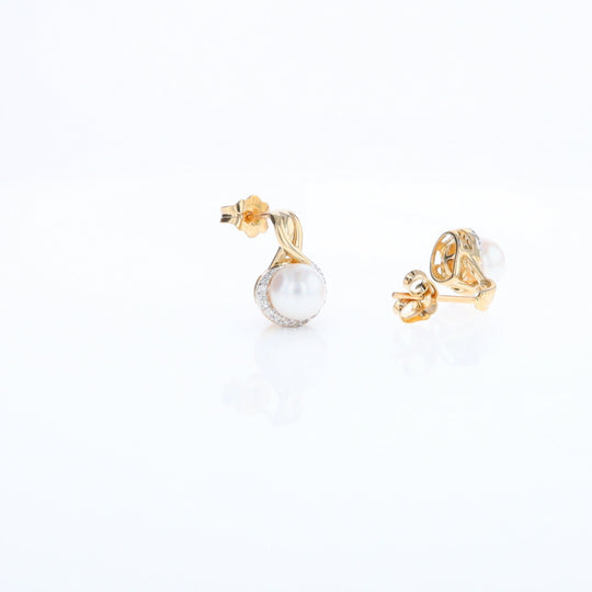Pearl Drop Earrings with Diamond Halos