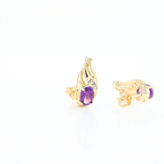 Amethyst and Diamond Pear Shaped Earrings