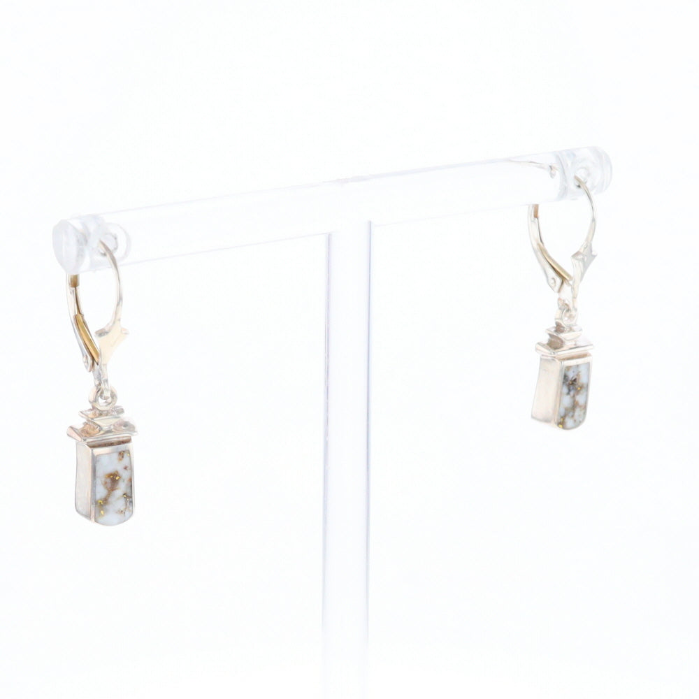 Sterling Silver Gold Quartz Inlaid Earrings - G3