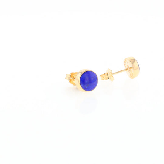 Lapis 6mm Round Inlaid Earrings