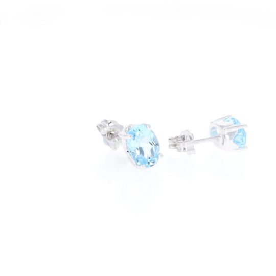 Oval Blue Topaz Stud Earrings